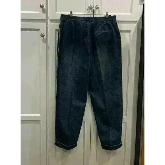 Liz Claiborne Jeans women’s 14 denim pinstriped Sides Straight Leg Back Pleats - Picture 3 of 6